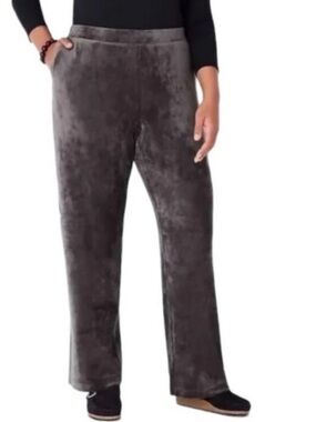 J. Jill Velour Wide Leg Cropped Pull On Pants, Size LP